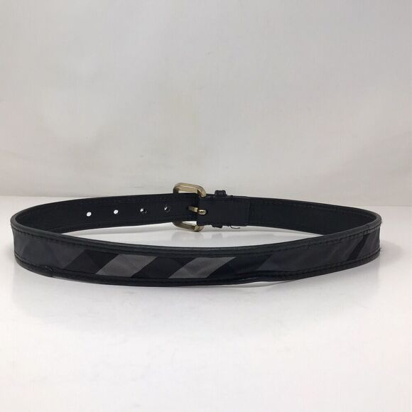 Burberry Womens Size 28/70 Black Smoked Check Nylon Leather Trim Belt Buckle main image 6